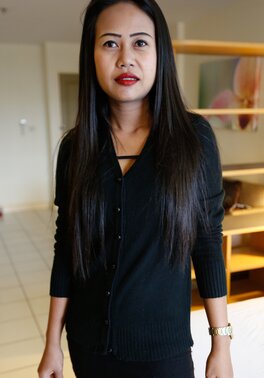 Golf looks great as she showcases her tight Asian body for you