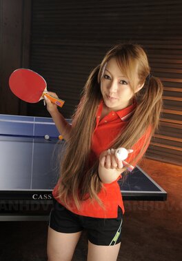 Ping-pong game makes twin-tailed Japanese player eager to show small tits