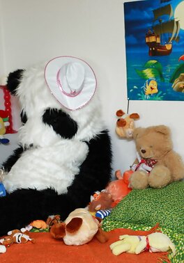 Petite sweetie hardcore fun with panda toy
