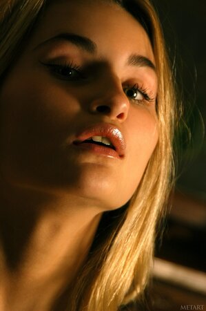 Glamour photo shoot with blonde who has perky tits and trimmed peach