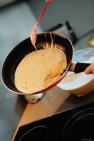 To finish excellent day horny girl makes pancakes but it ends with masturbation
