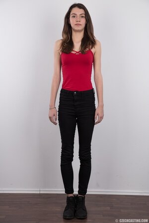 Girl with happy smile can't hide emotions at her very first XXX photosession