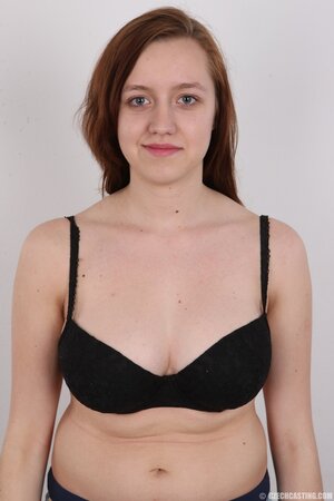 Love with red hair leaves panties on exposing heavy melons that make her slouch