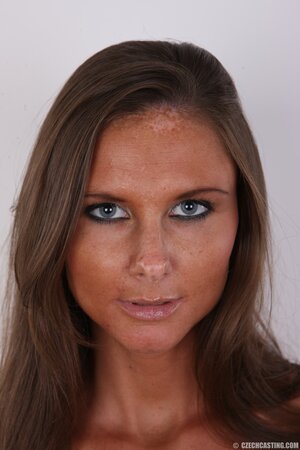 Tanned baber insisted on taking part in porn show getting naked to pussy