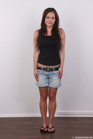 Small-tittied Czech college girl Morgan Moon has flat body but expressive eyes