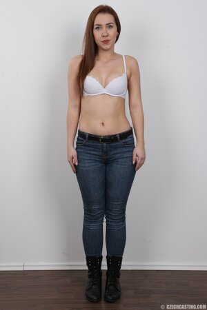 Babe with green eyes and red hair wanted to deprave photographer with her body