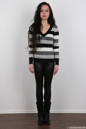 Brunette Czech model comes to a porn studio to expose herself in all her glory