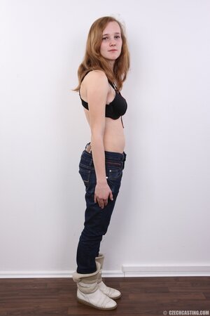 Teen girl with skinny body and pretty face flashes her petite fun parts