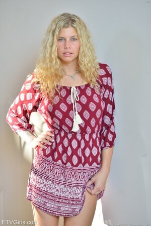 Curly girl Addison Belgium takes orange shoes off to masturbate before fitness