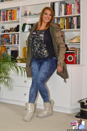 Very cute plump Latina diva exposes huge boobies for older cameraman