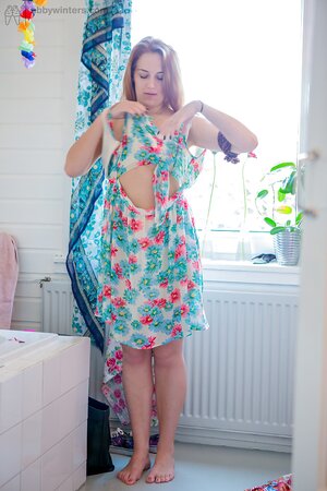 Girl with hairy pussy doesn't know that a roommate spies on her during dressing