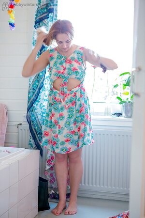Girl with hairy pussy doesn't know that a roommate spies on her during dressing