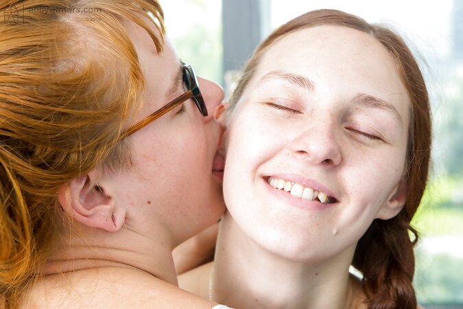 Simple young lesbians tease each other licking their hairy pussies