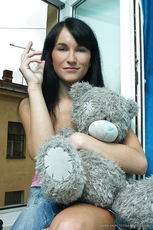 Brunette is bored and calls friend who is glad because of cum on tits