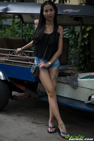 Eastern babe in jean shorts performs fellatio before being carnal in bed