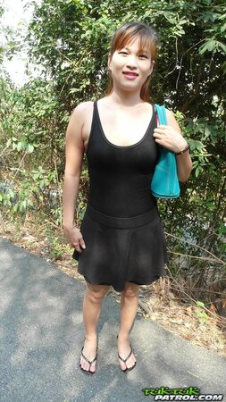 Modest Thai girl takes off black dress and welcomes cock inside tight pussy