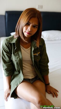 Asian minx with small tits undresses and copulates with man in doggystyle