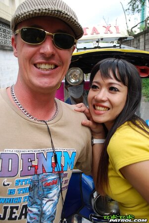 Naughty Eastern girl in yellow T-shirt and jeans finds a guy who pays for posing