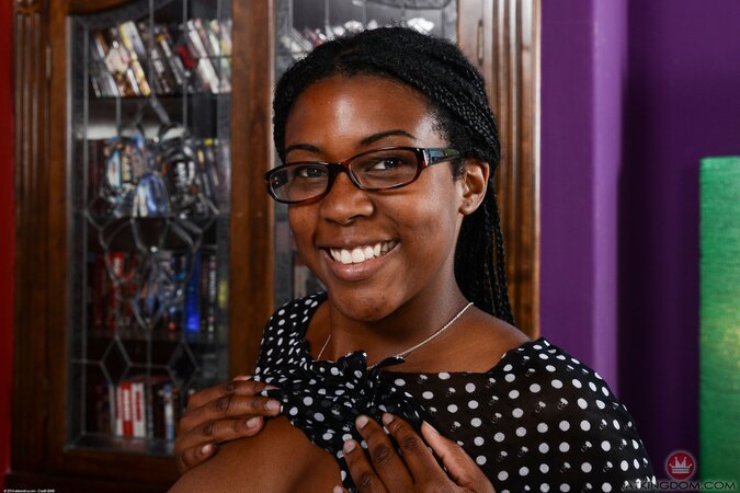 Stripping on camera is the greatest pleasure for chocolate girl with glasses