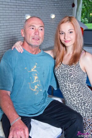 Young woman prefers to be penetrated by experienced old man poolside