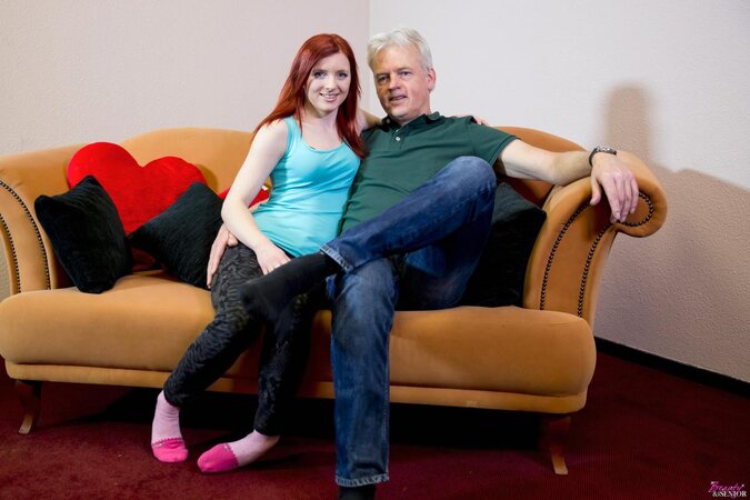 Middle-aged man can't stop fucking such a sweet pussy this redhead has