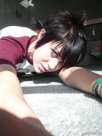 Student with a nose ring is so hot that she goes mad about her own body