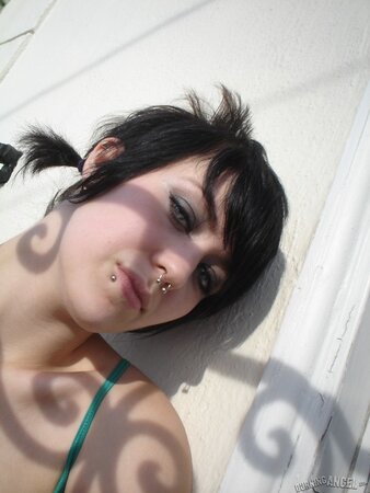 Student with a nose ring is so hot that she goes mad about her own body