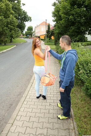 Man helps girl carry bag so babe wants to be thankful and give guy sex