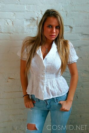 Blonde goddess slowly undresses teasing with her perfect big tits and pussy