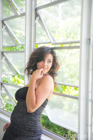 Ravishing gal takes off tiny slinky dress and teases with her perfect tits