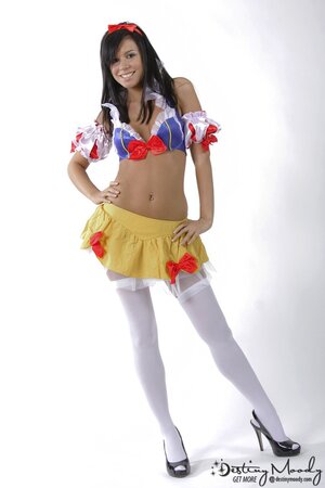 Hot solo pictures where the dark-haired lovely plays the role of Snow White