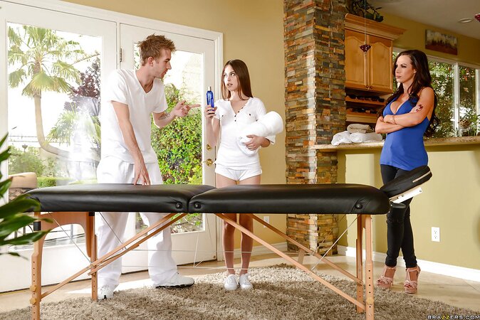 Classy MILF and teen facialized after threesome with masseur who has big cock