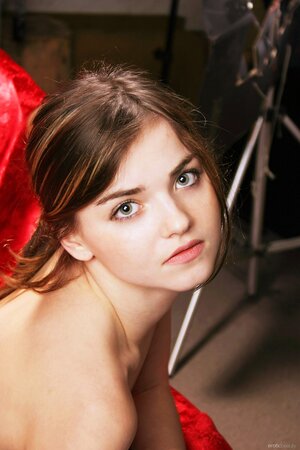 Slender babe takes off her sexy white nightgown and shows off tiny tits