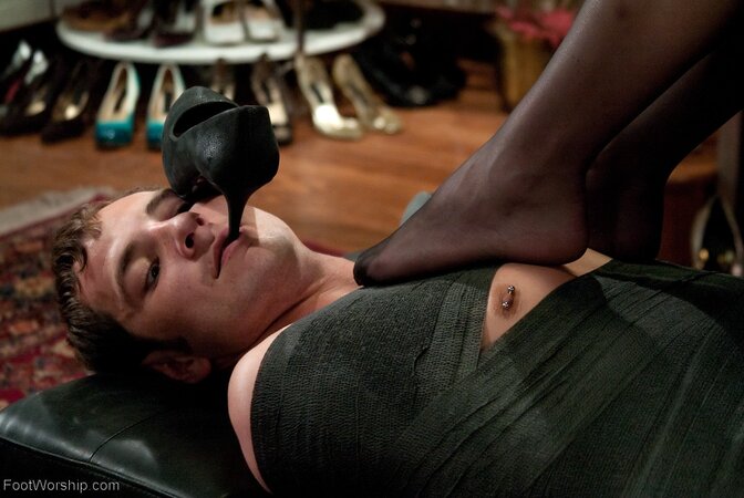 Dominant hottie tortures her horny partner with binding and foot sucking