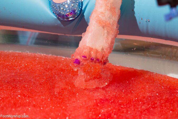 Three chicks with sexy feet tease by putting them in sticky sugar paste