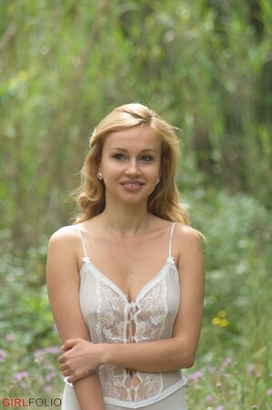 Gorgeous blonde loves posing outdoors and is ready to reveal titties