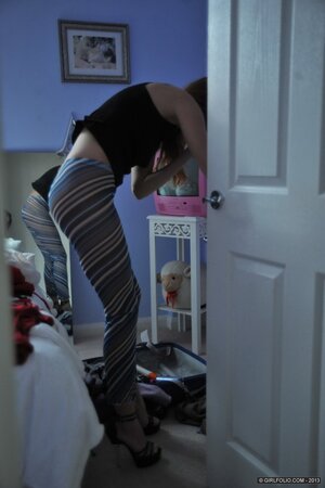 Beautiful bombshells are caught completely naked while doing everyday business