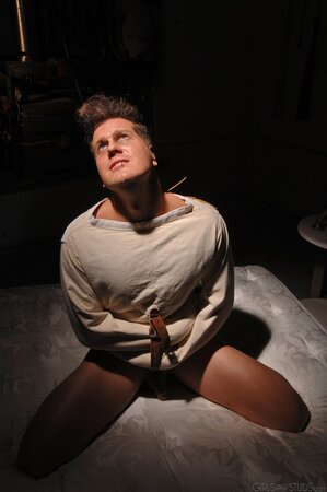 Busty blonde doctor dominates the guy in straight jacket and uses his thick dick