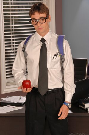 Slutty principal shows a nerdy student what it means to fuck a hot cougar