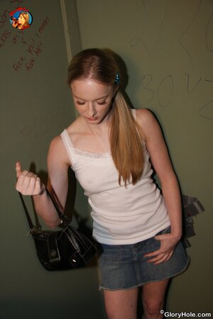 Pretty girl was happy to see big black cock sticking out the gloryhole