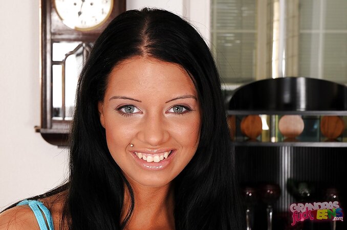Lecherous black-haired nympho doesn’t hesitate to show big nipples and cunny