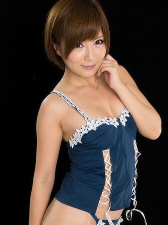 Lovely Japanese sweetie in corset rubs stiff dick and swallows semen