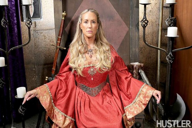Hot blonde queen teases with her huge natural breasts when taking dress off