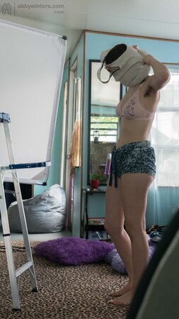 Another perfect panty model shows off while mostly topless