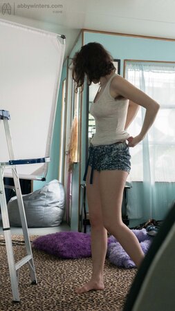 Another perfect panty model shows off while mostly topless