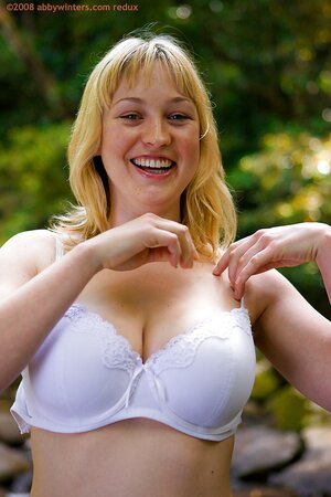 Cheery blondie with a meaty ass explores the great outdoors