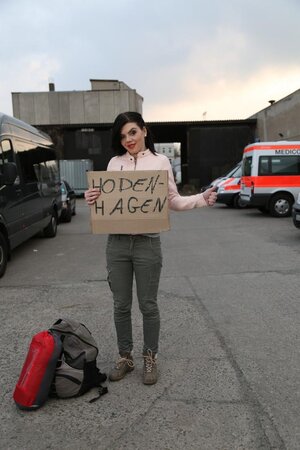 Small boobs edgy brunette German is going to get fucked silly