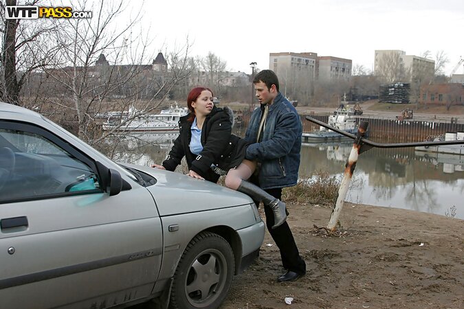 Redheaded girl is going to get screwed in public and it is wild