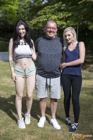 Hugely arousing sex scene with two girls and an old creep