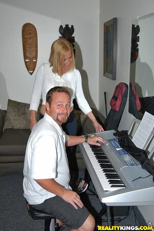 Beautiful blonde getting rammed with her legs all the way up